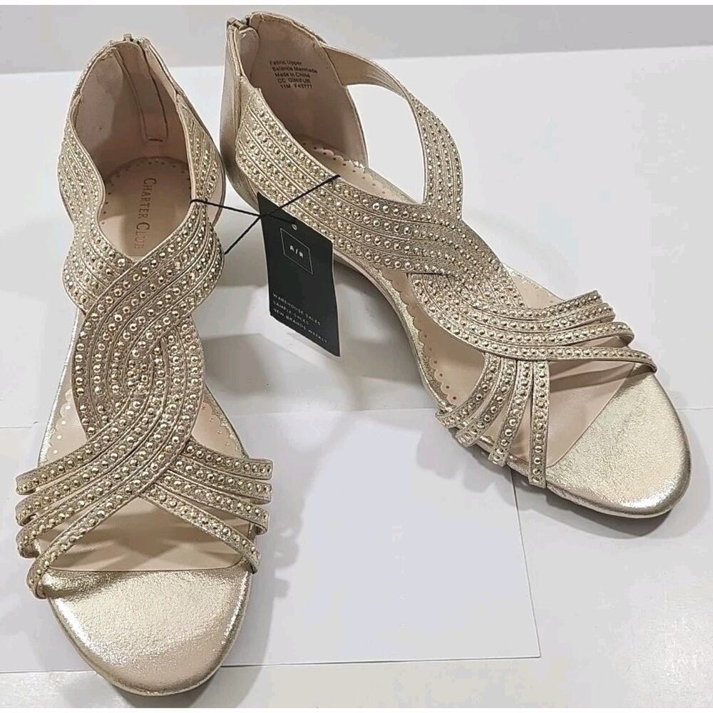 Charter Club Gold Strappy Beaded Sandals